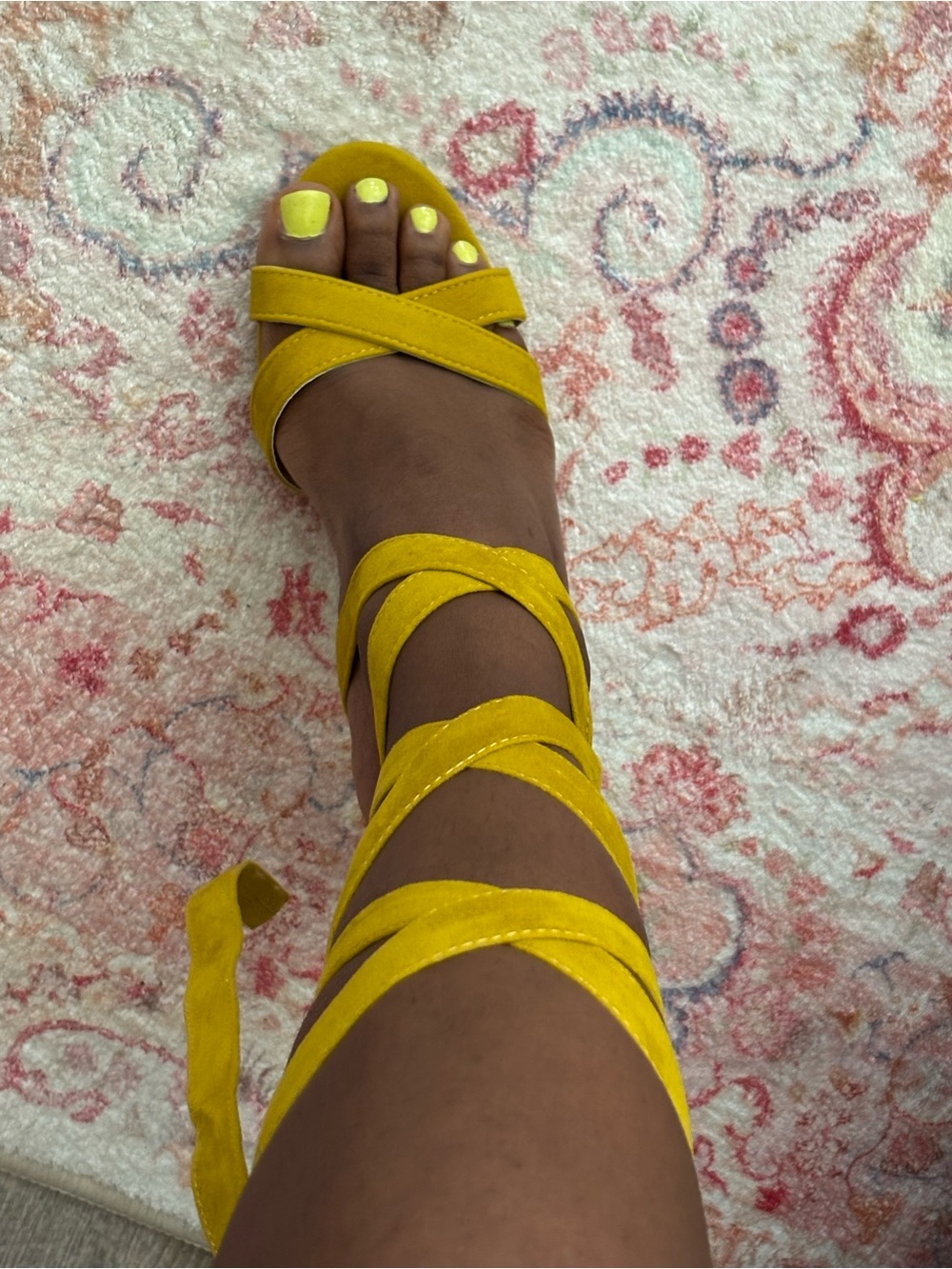 Cape Robbin Mustard Yellow Lace-Up Block Heel Sandals - Picture 7 of 7